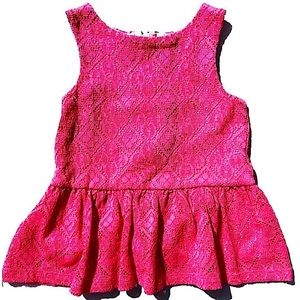 Toddler Girls 3t Oshkosh Peplum Sleeveless Pink Lace Dress Shirt Top